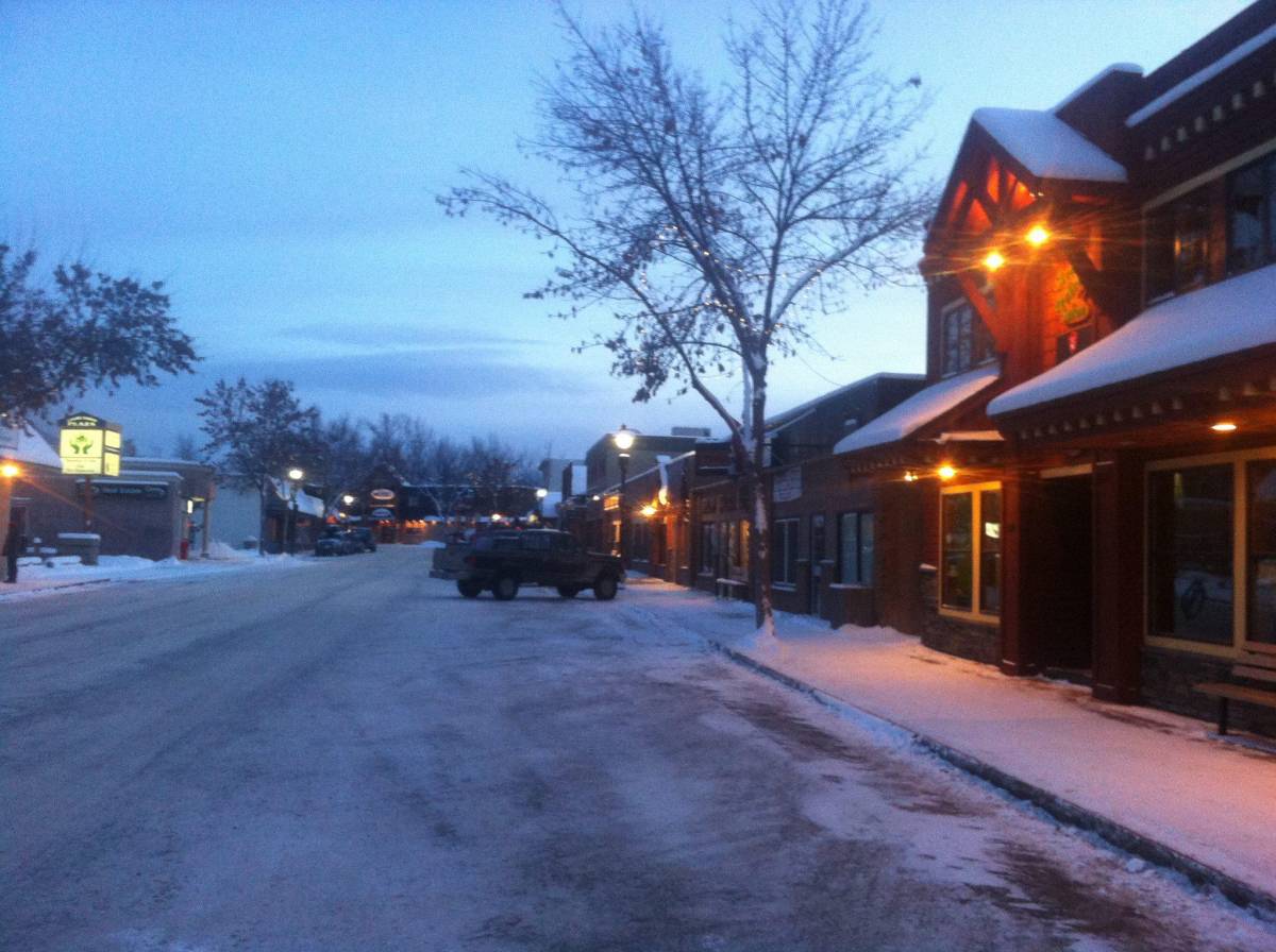 Downtown Golden, BC winter streetscape