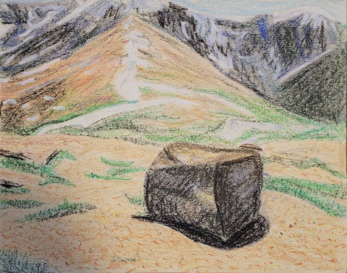 Rock on mountaintop, Mount Whistlers, Jasper