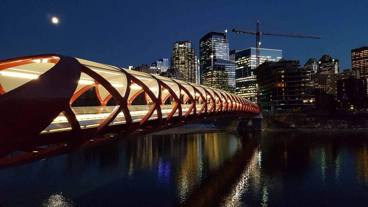 Peace Bridge at Night, with moonglow