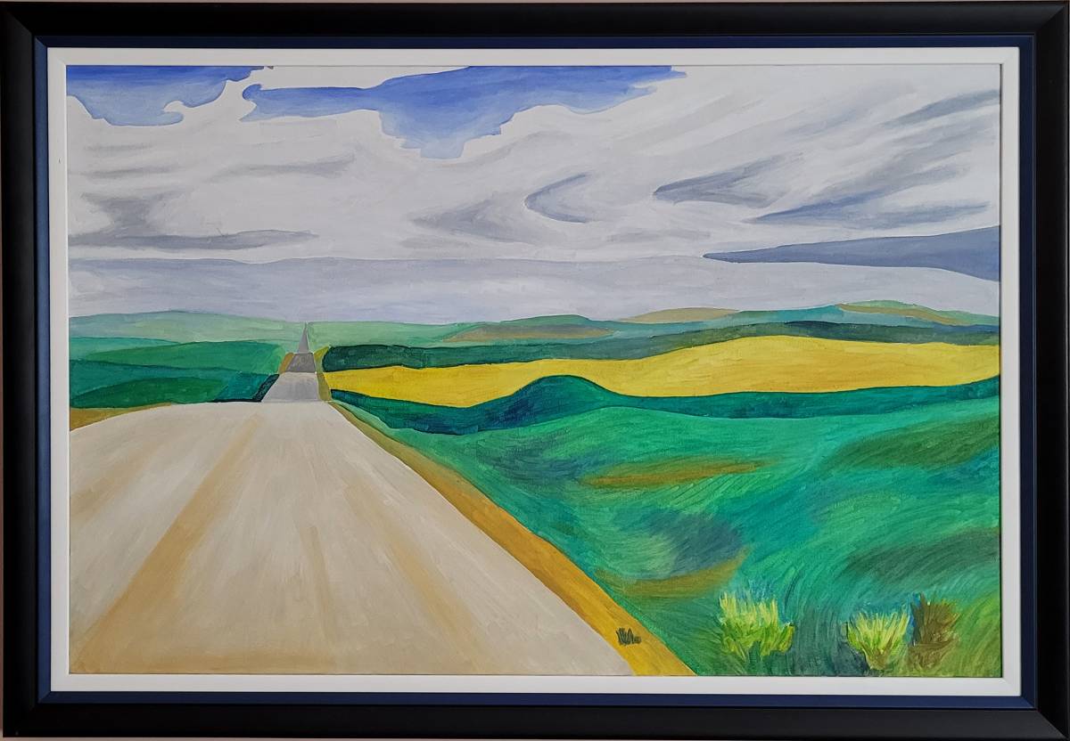 Canola fields west of Drumheller (oil painting) 1990