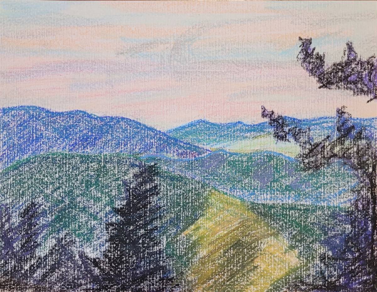 Mountain View in Kananaskis Country pastel drawing
