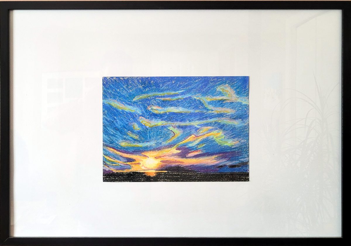 Sunset at Cape Hatteras pastel drawing